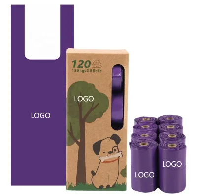 Purple Vest Bag with Roll Pet Dog Poop Bag Scented Dog Poop Bag Holder with Biodegradable Waste Bags Eco-Friendly Pet Supplies
