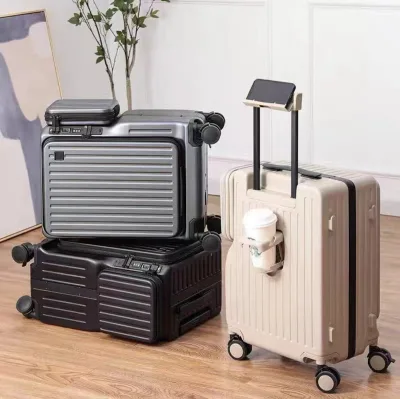 Multi-Functional Modern Spinner Suitcase TSA Lock ABS Hard Shell Lightweight Durable Waterproof Eco-Friendly 20-Inch Front-Zip