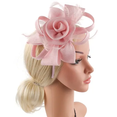 Elegant Sinamay Flower Headdress for Women New Design Colorful Feather Hair Accessories Party Decoration
