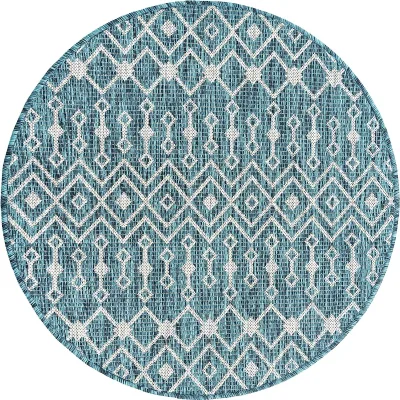 Round PP Garden Rug Recycle Plastic Woven Mat UV Resistant Patio Carpet