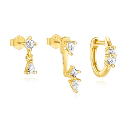 CANNER Set Earrings Water Drop 925 Tassel Star Geometry Zircon Stud Hoop Earrings