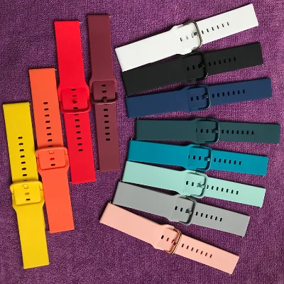 20 22mm Changeable Thin Silicon Watch Strap Band with Buckle in Color Black Red Blue Yellow Orange .ect 12 Colors