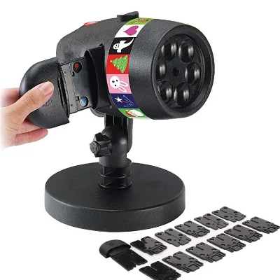 12 Cards LED Laser Lamp Insert Snowflake Christmas Light Outdoor Projection Lawn Lamp