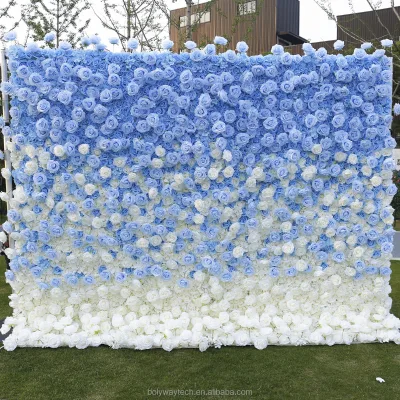 Wholesale Direct Sales Hotel Scene Decoration Elegant Wedding Flower Wall Panel Blue Flowers