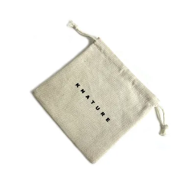 Custom Logo Natural Cotton Canvas Drawstring Jewelry Gift Storage Dust Packing Bag with Divider