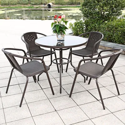 High-quality Modern Newest Product Outdoor Chair Plastic Material Rattan Chair Garden Patio Chair 4 Piece Set