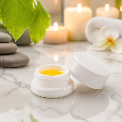 White 5ml Glass Jars 5g Leakproof Refillable Cosmetic Sample Lip Balm UV Protection Jar with Inner Liner for Skincare