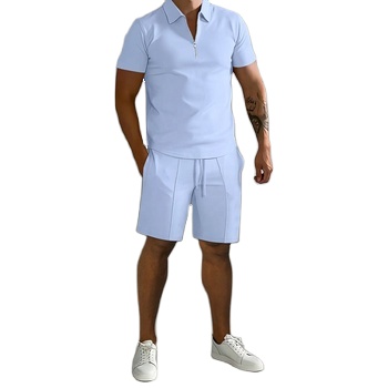 2024 Men's Polo Casual Loose Fitting Breathable Quick Drying Short Sleeved Shorts Sports Set
