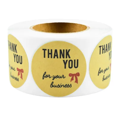 Custom Printed round Adhesive Stickers Business Thank-You Labels for Retail and Corporate Appreciation Gift Packaging