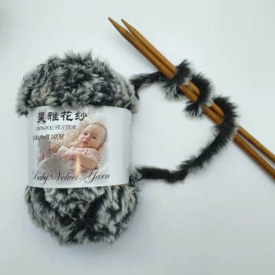 100% Polyester Fur Pompoms New Batton Style Faux Fur Yarn Angora Yarns for Baby Friendly