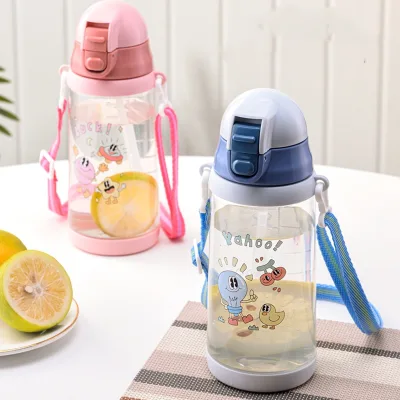 490ML Funny Animal Lid PP Baby Water Bottle Plastic Baby Cup for Training for Youngsters