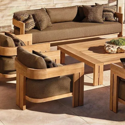 Modern Durable Teak Solid Wood Outdoor Dining Set for Courtyard & Villa Garden Sets