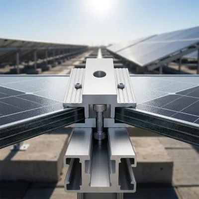 Anodized Aluminum Solar Panel Clamp with Conductive Pins for Secure Rooftop Mounting Wind & Snow Resistant Stability