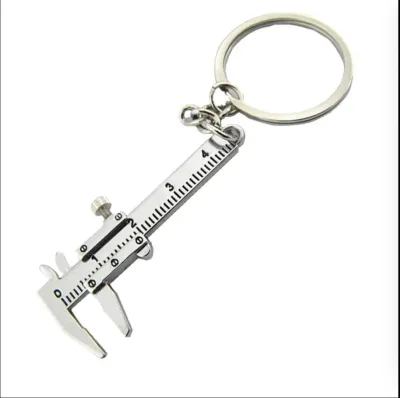 Convenient Mini Vernier Calipers Keychain Cute Zinc Alloy Silver Printed Metal Measuring Tool with Bottle Opener Feature