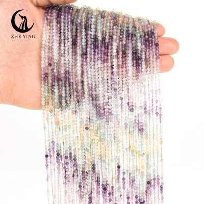 2/3/4Mm Gemstone Faceted Gradient Fluorite Beads Gemstone Faceted Beads Ombre Fluorite Micro Faceted Gemstone Loose Beads