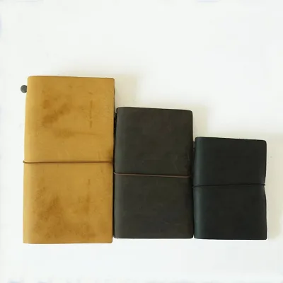 LABON Handmade PU Leather Travelers Journal Notebooks With Refills and Plastic Insert