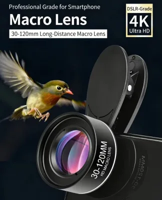 Universal 30-120mm Long Range HD 4K Upgraded Clip Mobile Phone Macro Lens for iPhone Android Live Broadcast Close up Photography