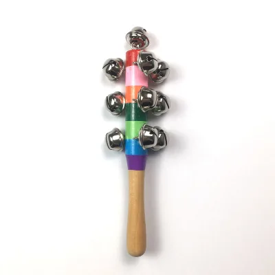 Kids' Musical Instrument Handheld Bell Kindergarten Performance String Bell Handle Rattle Stick Bell for Music Play & Education