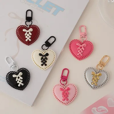 Personalized Bow-Tie Heart Keychain Girl Backpack Pendant Sweet and Spicy Accessory