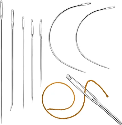 Hand Sewing Needles Set 7pcs Straight and Curved Leather Needles Hand Sewing Needle for Upholstery