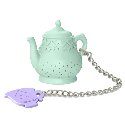 High Quality Design Modern Silicone Little Teapot Shaped Blue Leaf Easy-Care Indoor Tea Infusers Cute Tea Infuser