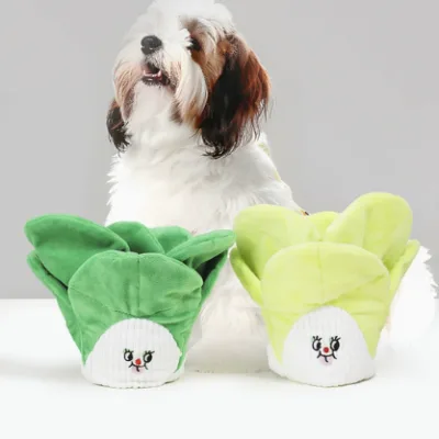 Pet Toy INS-style Plush Hidden-Treat Crinkling Paper-Sound Cabbage-Shaped Self-Entertaining Dog Toy for Puppies