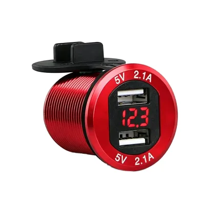 Dual USB 2.1A QC2.0 Fast Charging Socket Waterproof Cap 12-24V Universal Cigarette Lighter Power Outlet for Car RV Golf Cart