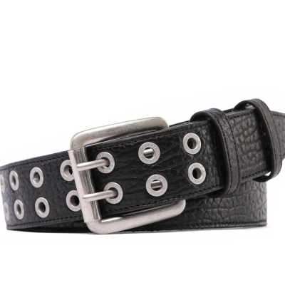 Luxury Casual Cow Leather Belt Upper Leather With Polyester Webbing  Double Pin Buckle Black Color for Men