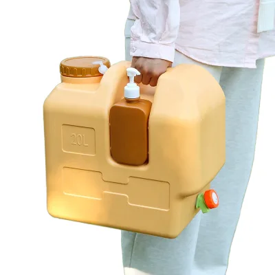 Portable PE Cookware Water Bucket with Small Bottle and Faucet 15-20-30L Capacity for Outdoor Camping and BBQ Tours