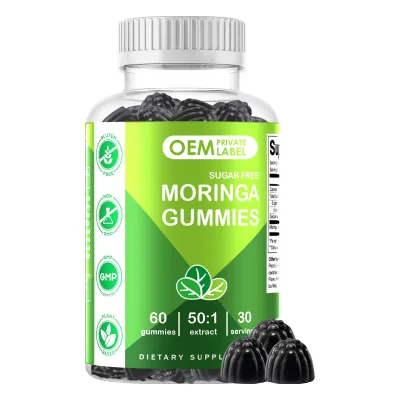 OEM Pure Moringa Leaf Supplement Sugar Free Moringa Gummies with Probiotic Turmeric Ginger Boswellia Ceylon Cinnamon Gut Support