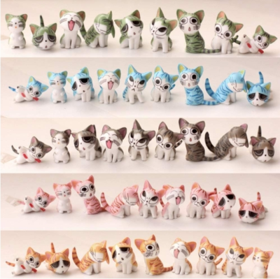 Cute Mini Cartoon Cat Figures-9pcs PVC Miniatures,Lovely Cat Crafts & Collectibles-Home,Garden,Office,Car&Boutique Decoration