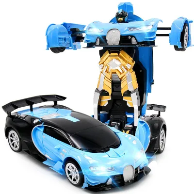 HYUE 2 in 1 RC Car With Sound and Light Carro De Control Remoto Gesture Sensing One Click Deformation 1:12 Rc Car Toys