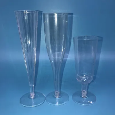 Designed Plastic Champagne Flute With Silver Rim