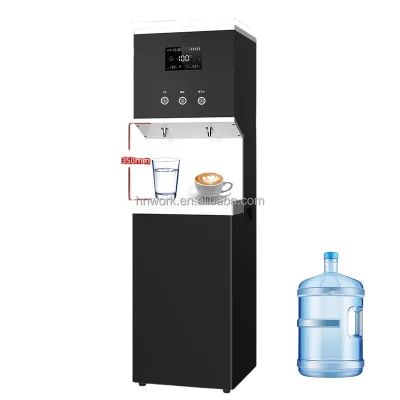 YISO Black Freestanding Water Dispenser Purifier Combo 5 Stage RO Filtration 0.0001 Micron Hot Warm Water for Commercial Use