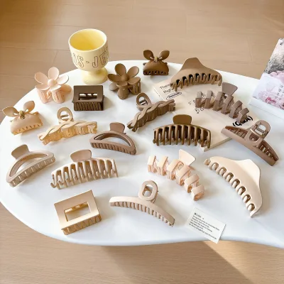 Explosions Hairpin Milk Tea Color Hair Accessories Simple Geometric Shark Clip Back Head Plate Handmade Plastic Clips