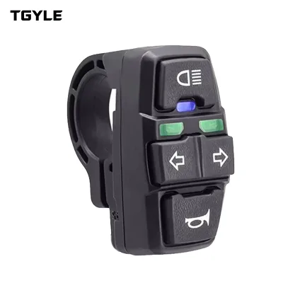 Electric Bike Scooter Light Switch Ebike Lamp and Horn Switch for Motorcycle Button Can Control Turn Signal Light 36V/48V DK336
