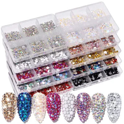 Wholesale 6-Slot Champagne Mix Nail Art Charms | Non Hot Fix Rhinestones | Low MOQ