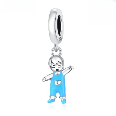 925 Sterling Silver Naughty little boy with Zircon Fashion Religious Style Charm for Women's Party Gift Jewelry Wholesale