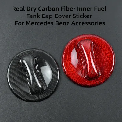 Real Dry Carbon Fiber Inner Fuel Tank Cap Cover Sticker for Mercedes Benz Car Fuel Tank Decorative Trim Accessories