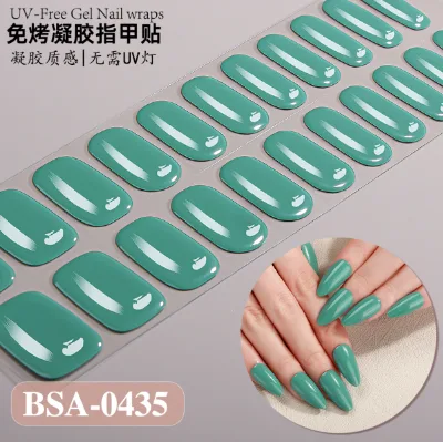 Non Toxic UV Free Gel Nail Strips 22 Tips Cat Eye Glossy Glitter Salon Quality Waterproof Nail Wraps for DIY Manicure
