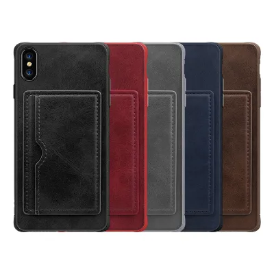 Wholesale Original Stylish PC+Leather With Card Pocket Case for iPhone XS Max Back Cover