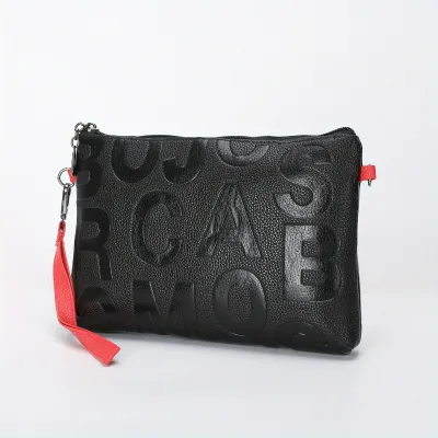 Hot Selling Women's Hand-held Clutch Embossed European American Letter Design Soft Fabric with Waterproof PU Lining