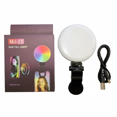 Camera Light Mini Portable Clip LED Lamp Dimmable Multiple Scene Modes Live Streaming Content Creator Round Light