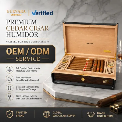 Premium Modern Luxury Large Capacity Oval Cigar Humidor Box Full Cedar Interior Dual Side Humidifier Hygrometer Lockable Gloss