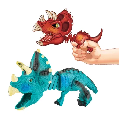 Hot Popular Juguetes 2023 Telescopic Dinosaur Toys Spring Clamp Tyrannosaurus Hand Grabber Toy Retractable Funny Kids Toy Guns