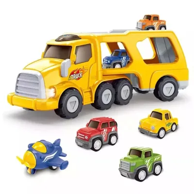 Friction Powered Construction Vehicle Toy for Toddlers, Inertia Engineering Truck with Realistic Sound&Light, Educational Gift