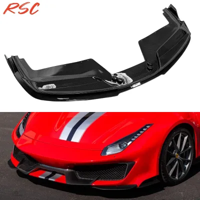 V Style Carbon Fiber Front Lip for Fer 488 GTB Spider Front Bumper Splitter