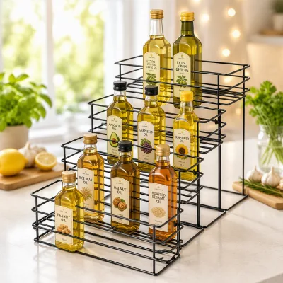 Metal Rust Resistant Standing Type Spice Rack Organizer 4 Layers 16 Bottles for Coffee Bars Milk Teas Kitchens Restaurants