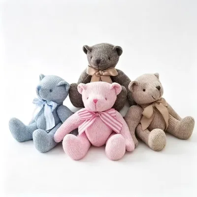 Super Cute Amigurumi Crochet Knitted Doll Stuffed Plush Teddy Bear Toys Jointed Teddy Bear Stuffed Animals
