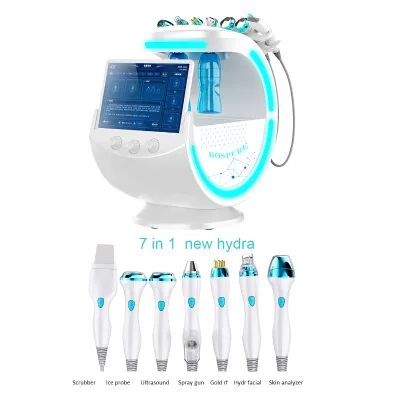 7 in 1 Smart Ice Blue Hydro Dermabrasion Beauty Machine Skin Peeling Aqua Facial Treatment Deep Cleansing with Skin Scanner